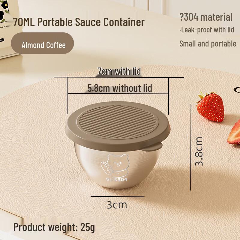 

ZISIZ 304 Stainless Steel Bread Bear Sauce Cups with Lids