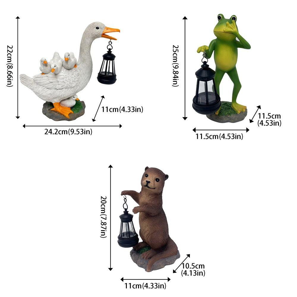 Solar Powered Solar Frog Lantern LED Light Animal Figurine Solar Garden Statue Waterproof Resin Pathway Decor