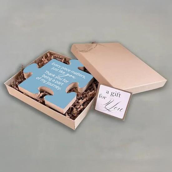 Dřevěná puzzle dekorace stolní puzzle ve tvaru ozdoby suvenýr dárek na rozloučenou a projev vděčnosti pro kolegy přátele