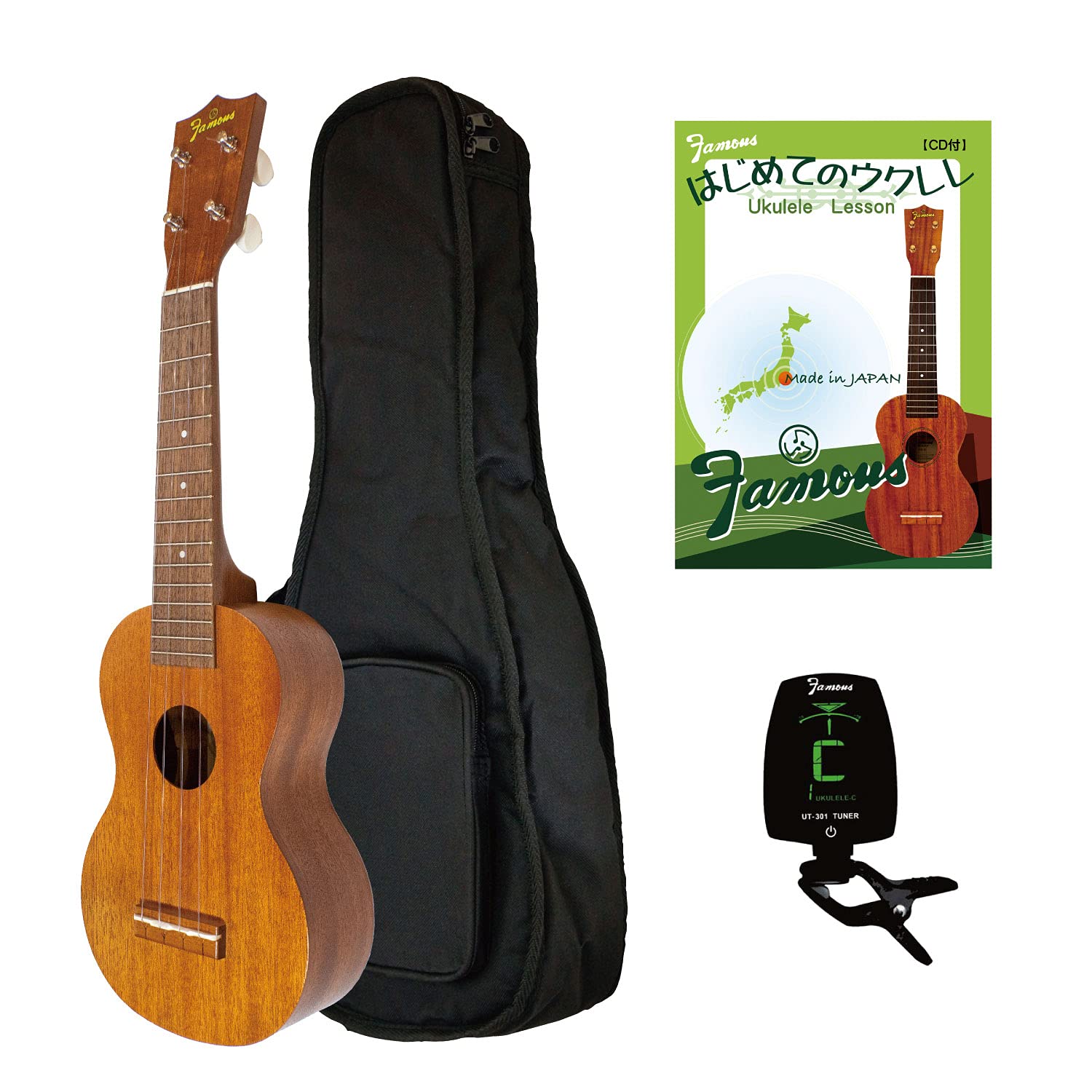 

Famous soprano ukulele set instruction for [Standard 4-piece set] (FS-1 case, book, tuner, beginners)