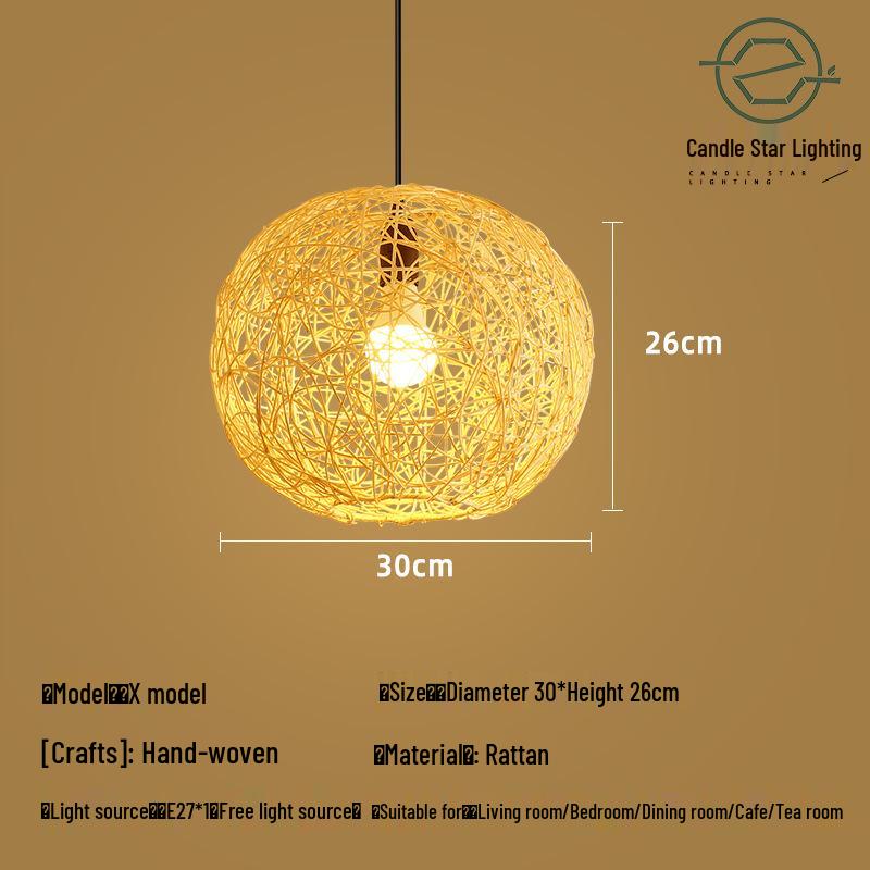 Zen Style Bamboo Rattan Pendant Light for Tea Rooms and Restaurants