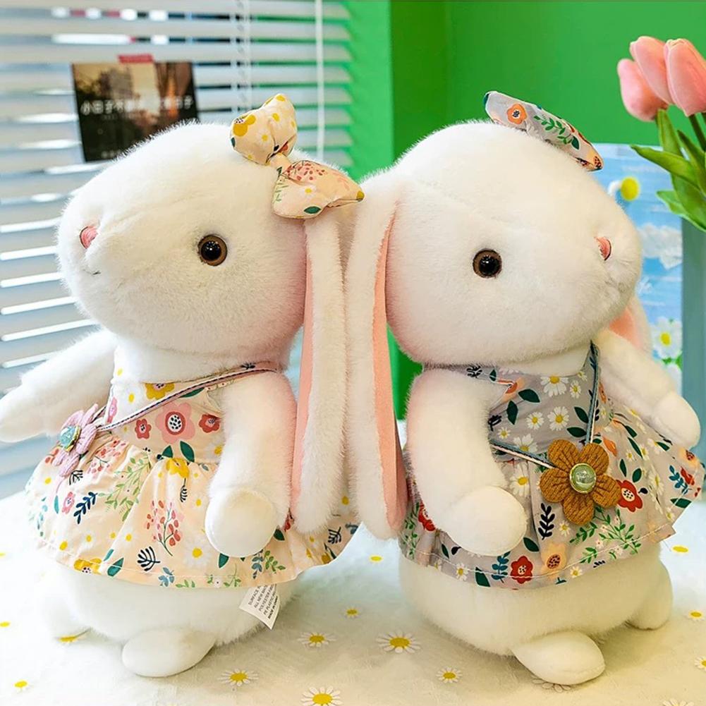 23cm Cute Flower Skirt Rabbit Plush Toy Pp Cotton Baby Soothing White Rabbit Doll Kawaii Pillow Girl Birthday Gift Home Decora