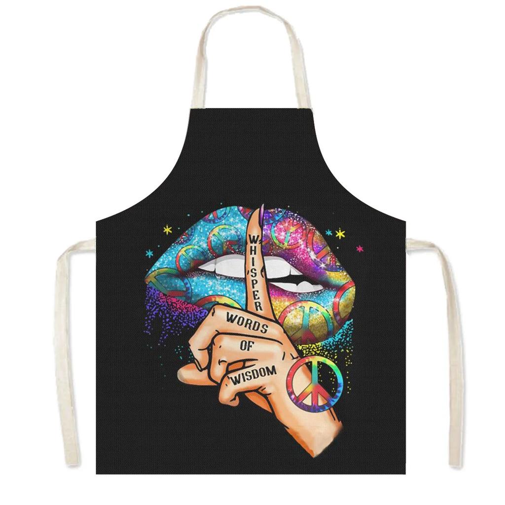 Music Rose Note Print Cooking Aprons Women Nice Lips Household Cleaning Clothing Baking Barber Chef Waiter Kitchen Apron