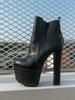 16CM Tykke Høyhælte Sko Dame Plattform Elastisk Bånd Glidelås i Siden Chelsea Støvletter Svarte Ankelstøvletter Zapatos Para Mujeres