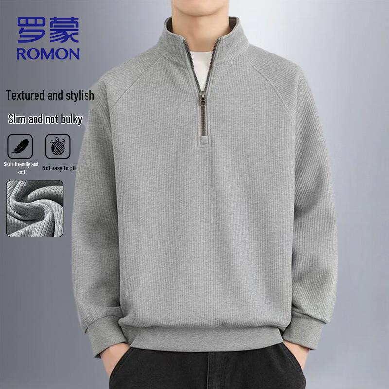 

ROMON Men s Autumn/Winter Stand-Collar Zipper Pullover Sweatshirt 2XL