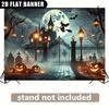 2D Flat Storefront Banner for Halloween | Ghost Castle and Pumpkin Lantern Scene, Suitable for Living Room and Bedroom