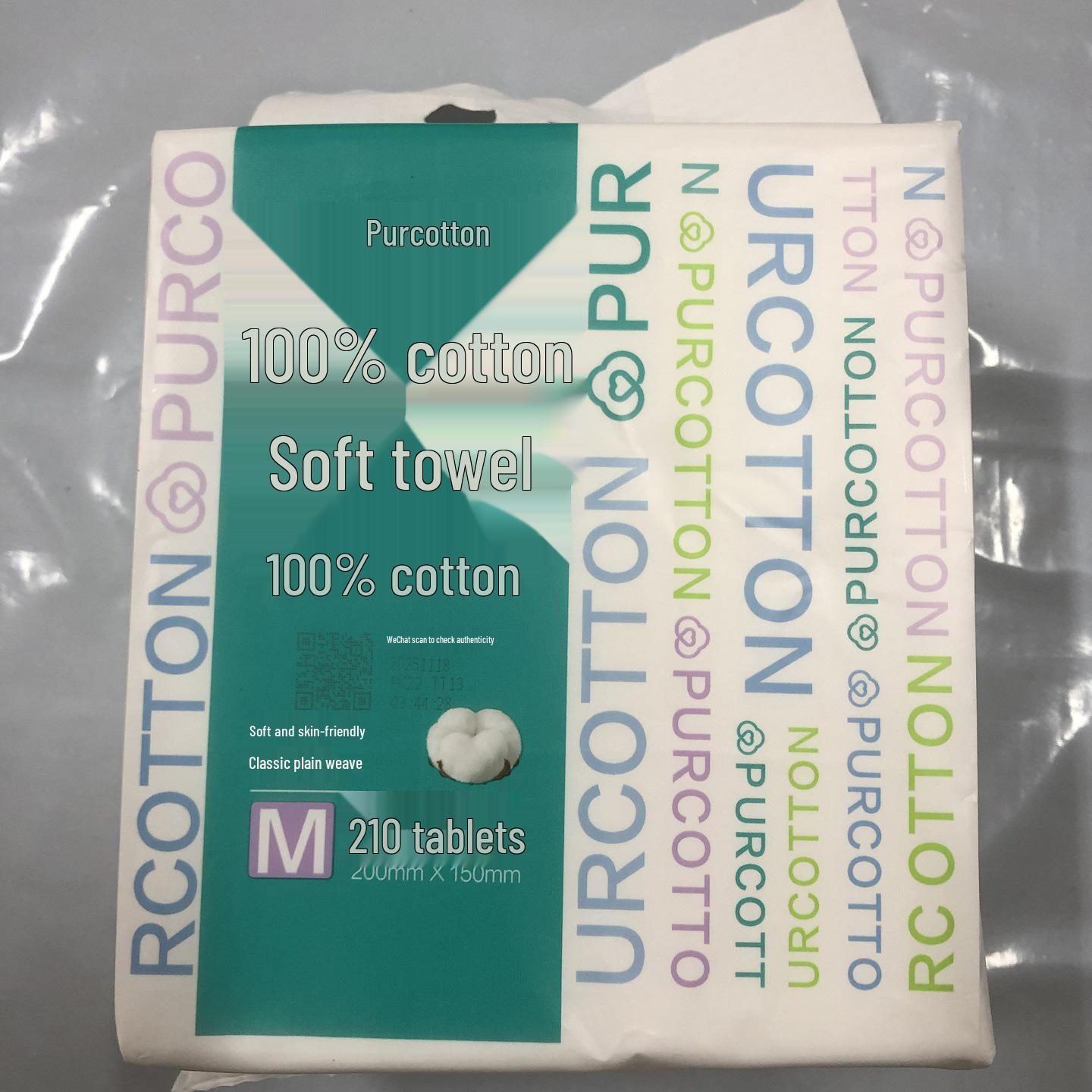 Large Hanging Cotton Facial Towels M Size 210 Sheets - 100% Cotton for Sensitive Skin and Pregnant Women