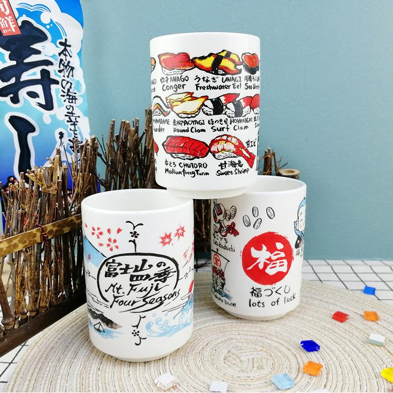 BEPAN 1 Stück Japanische Impression Keramik Tassen 280ml Tee Wein Sushi Sake Tasse Lustige Familienrestaurant Dekoration Reise Geschenk für Freunde