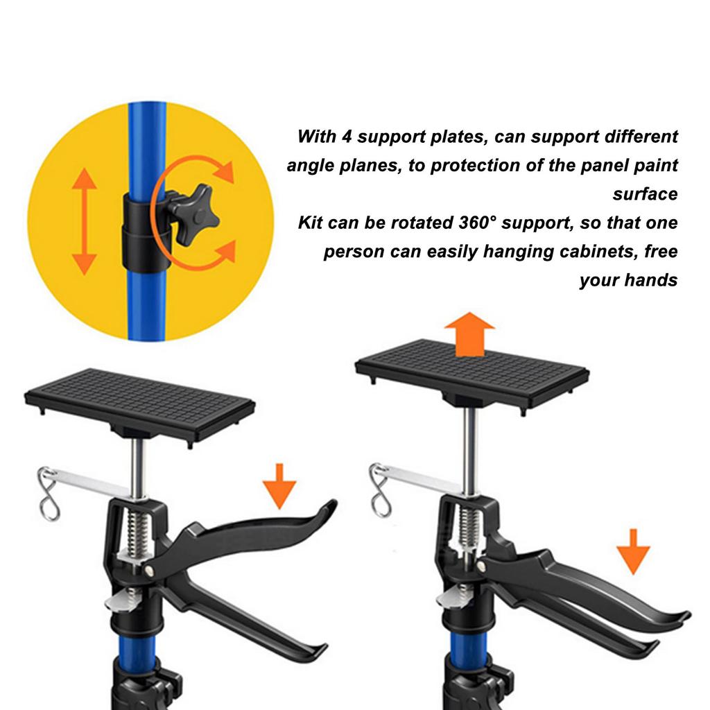 2Pcs Cabinet Support Extension Pole with 4 Plate Hanging Cabinet Extendable Telescopic Support Rod 50‑115cm