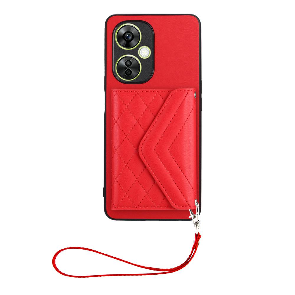 

Противоскользящий ремешок на руку, откидной держатель для карт, кожаный чехол-подставка для телефона OnePlus Nord CE 3 Lite, OnePlus Nord N30 OnePlus Nord CE 3 Lite красный