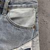 Unique Patchwork Color Block Denim Shorts Women Loose Fit Wide Leg Pants