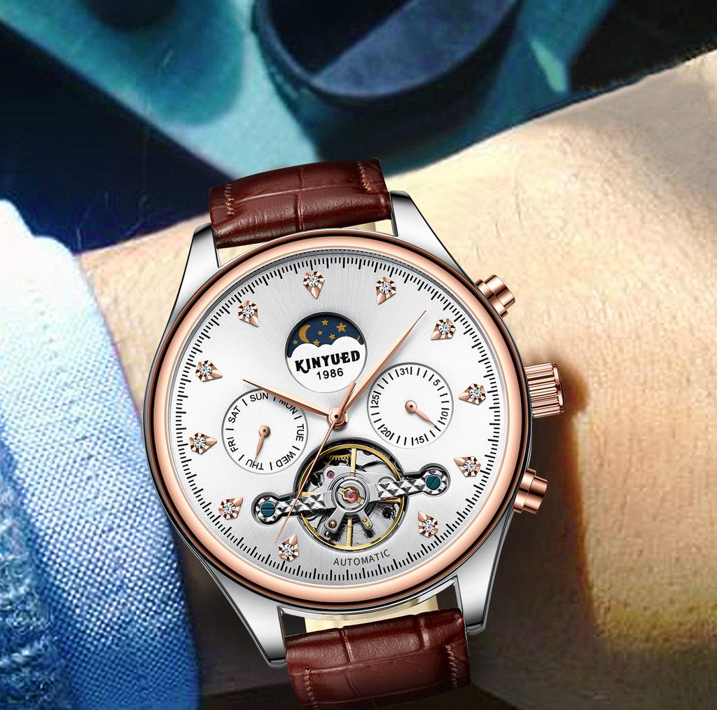 KINYUED Factory Hot Selling Quartz Watches Life Waterproof Wristwatch Men Tourbillon Movement for Men