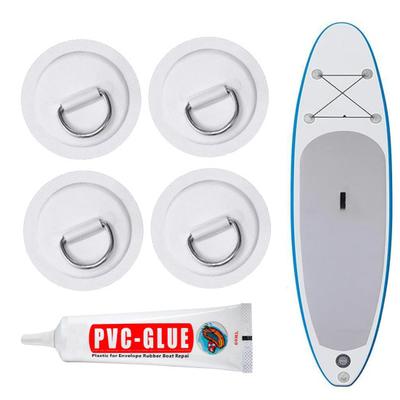 4Pcs D-Ring Patch for Inflatable Boat Kayak SUP Circular D-Ring Pad Stainless Steel D-ring Buckle PVC Patch Paddleboard Canoe Rafting Accessory