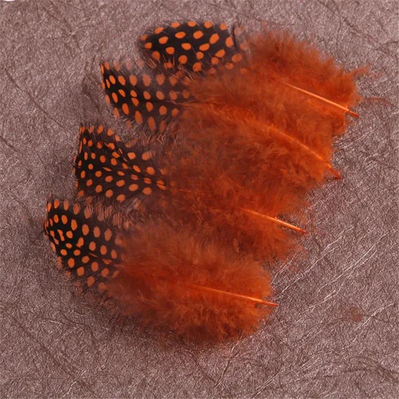 

100Pcs Polka Dot Guinea Hen Plumage Feathers for Crafts Pearl Spotted Pheasant Feather for Jewelry Making Hats Carnaval Plumas оранжевый