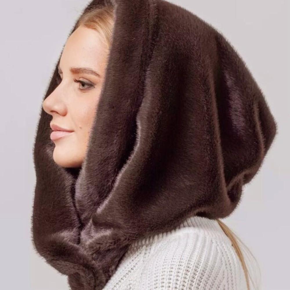Thick Warm Winter Fur Hat Soft Knitted Hat Scarf New Fur Neck Collar for Women
