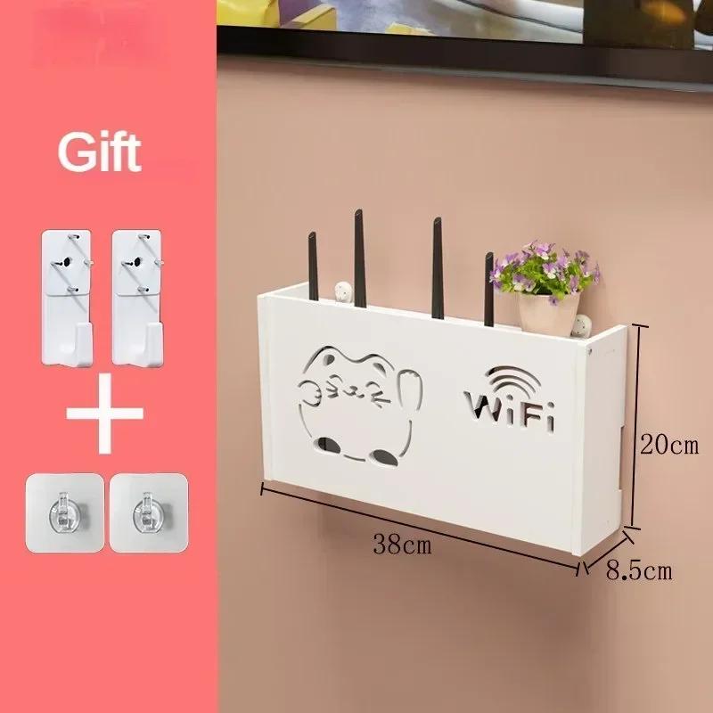 Bezprzewodowy router montowany na ścianie Półka Pudełko do przechowywania WiFi montowane na ścianie Dekoracja ścienna do salonu Uchwyt zasilający Kabel Organizer Pudełko