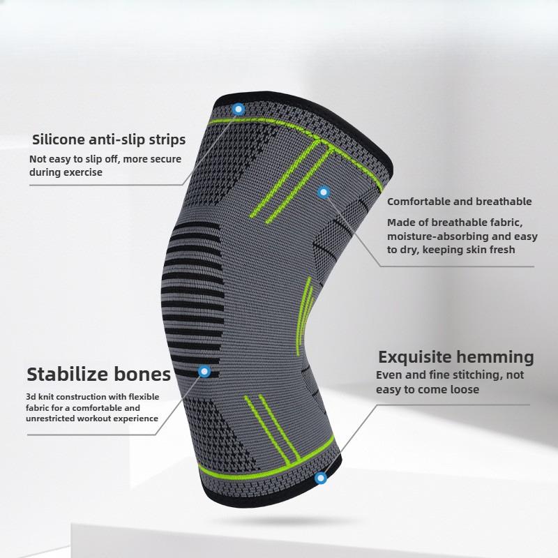 Breathable Elastic Silicone Knitted Nylon Knee Pads Non-Slip High-Elastic Compression Knee Protection for Sports And Fitness