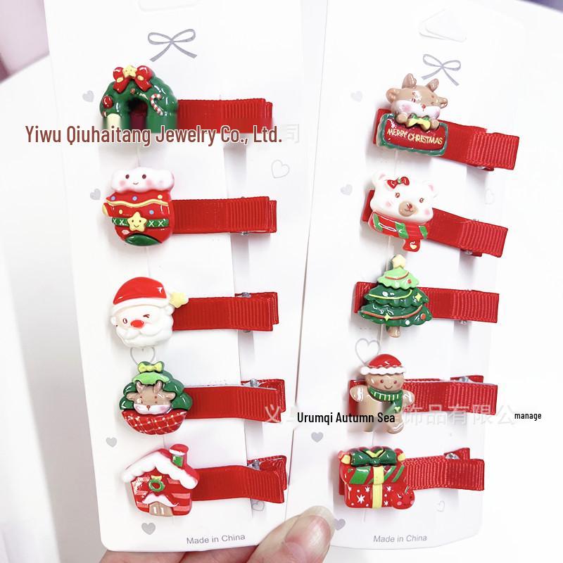 Christmas Hair Clip & Headband Set: Antlers, Snowman, Santa Claus Party Accessories