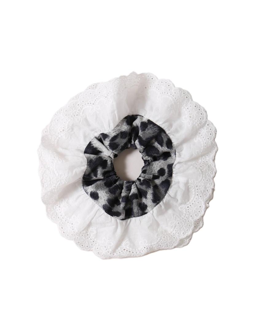 WEGO WC Leopard Lace Scrunchie Hair Girly and Gift for Size Gray Accessory, Cute, Women, F,
