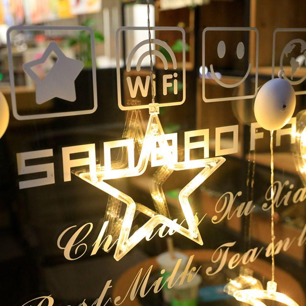 Lampă de Fereastră Lună Stea Ghirlandă Creativă Lumini Zâne Șir Decor de Crăciun Lumină cu Ventuză