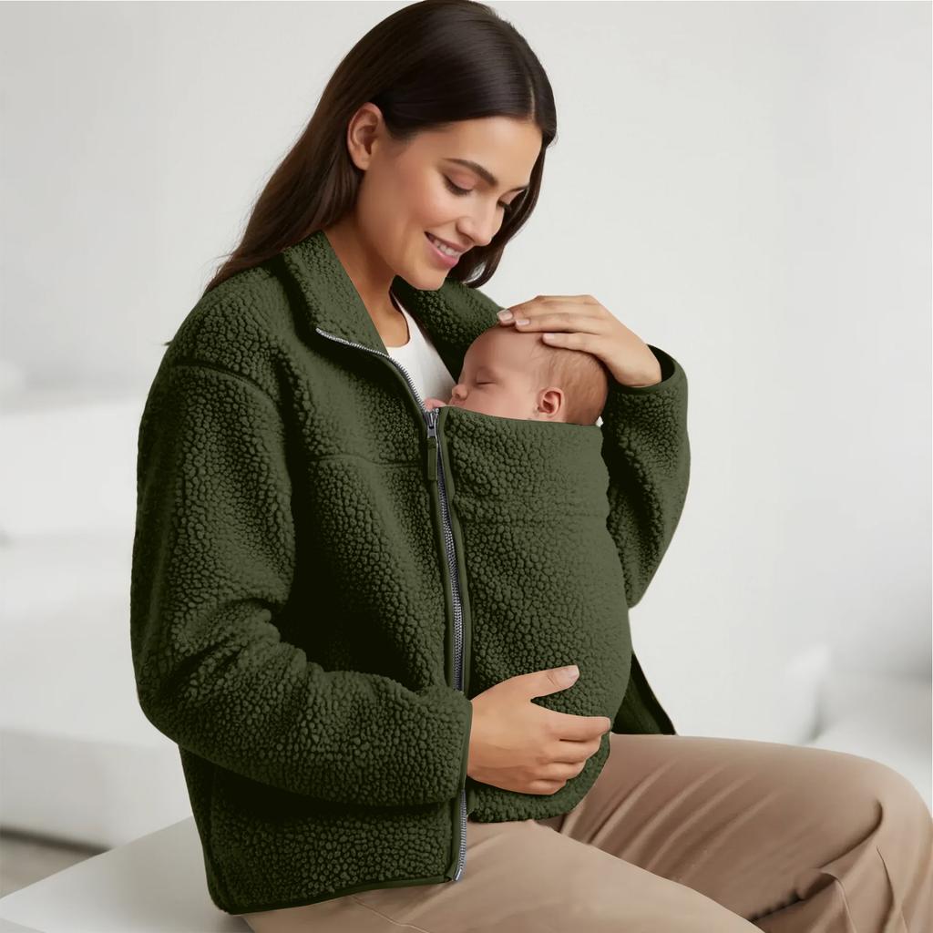 Manteau d'hiver chaud en peau de mouton unie à col roulé ample pour femme