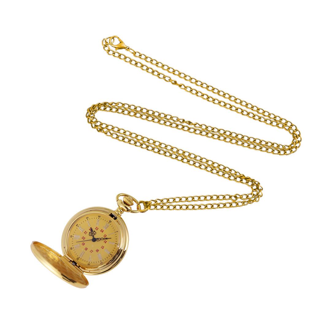Nostalgic Large Pocket Watch with Roman Numerals, Yellow Face, and Gold Inscription "To My Son". Model 8809.