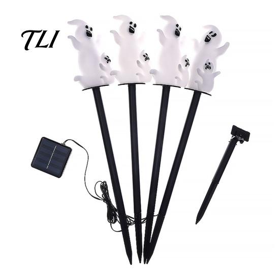 Festive Outdoor Lighting 4Pcs/Set Halloween Solar Ghost Stake Light, 4-in-1 Pumpkin with LED Lights Lights, Waterproof Decorative Lamp for