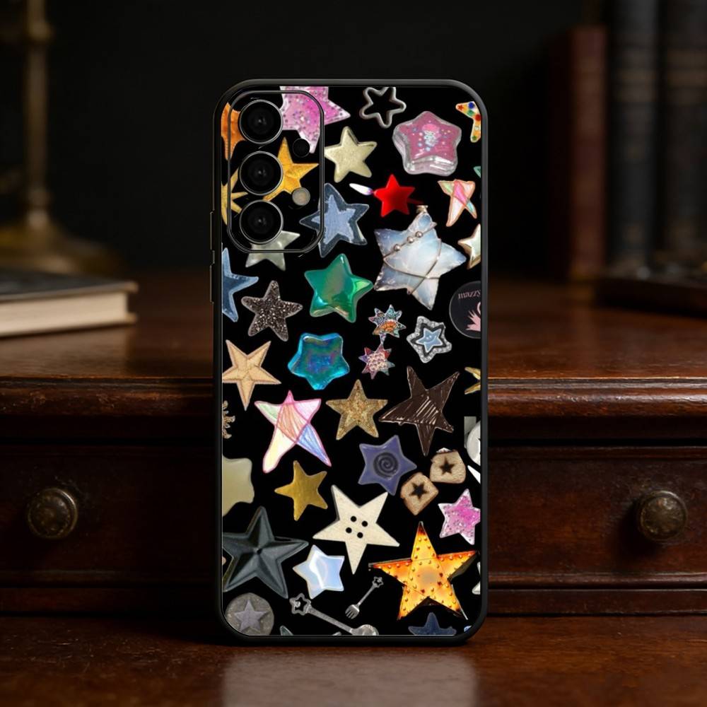 Colorful Star Phone Case For Samsung S25,S24,S21,S22,S23,S30,Ultra,S20,Plus,Fe,Lite Black Shell