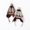 Pure Cashmere Autumn and Winter New Children's Double Sided Color Matching Thickened Fur Ball Ear Protection Knitted Hat for Men and Women Baby