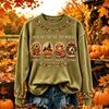 Women's Christmas Print Long Sleeve Crewneck Pullover Sweatshirt Casual Top