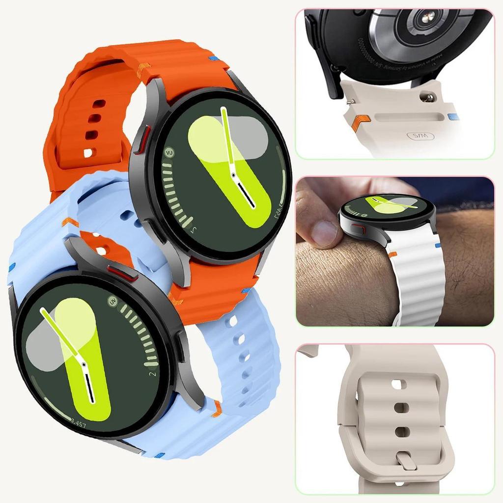 Silicone Strap For Samsung Galaxy Watch 7/FE/6/5/4 44mm 40mm 5 Pro Wave Bracelet For Galaxy Watch 6 Classic 47mm 43mm Watch band