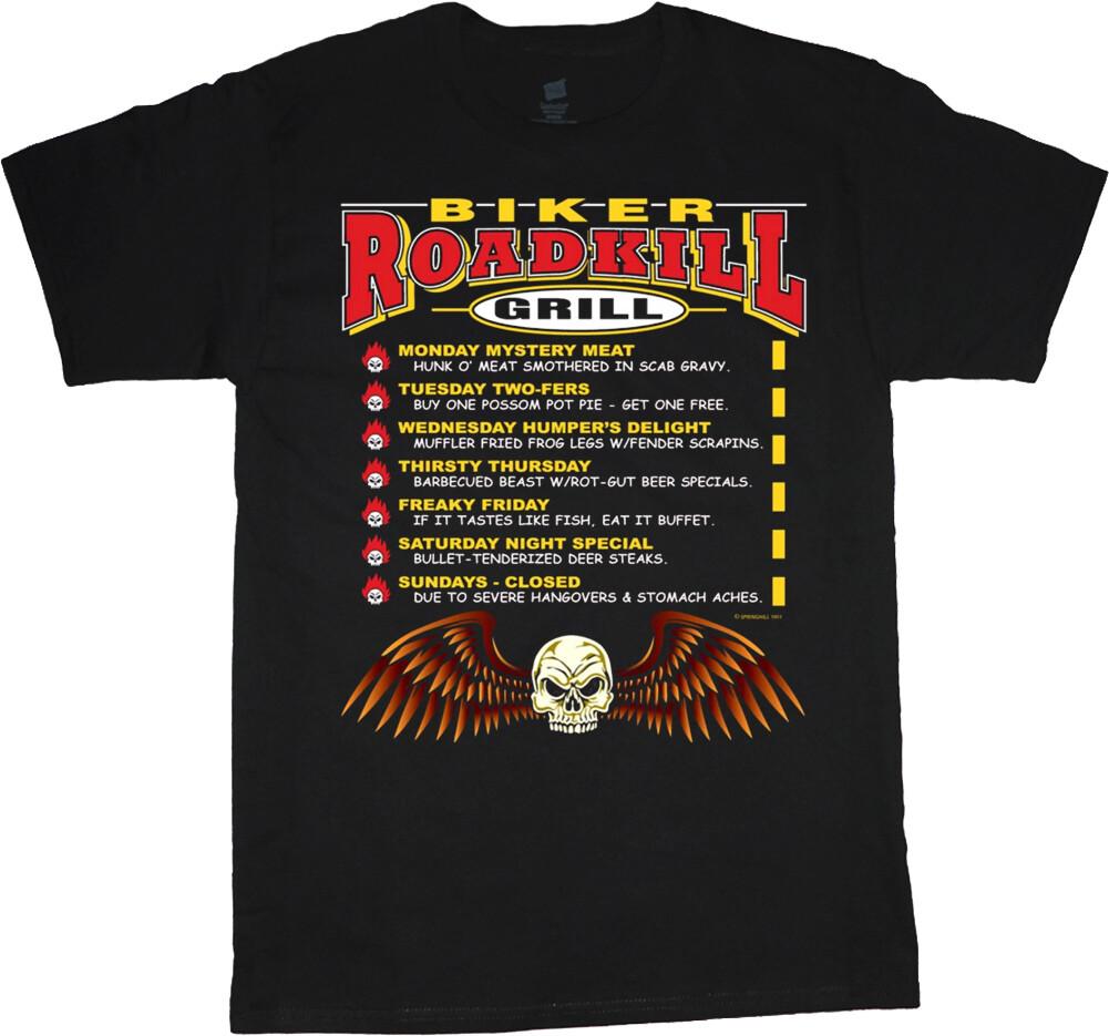 Mens Big and Tall T-shirts Graphic Tee Funny Biker Roadkill Grill Shirt XXXL