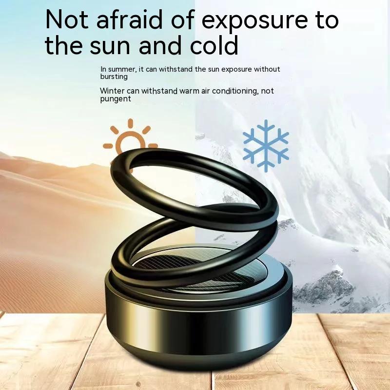 Solar Car Air Freshener Car Perfume Suspension Rotating Car Solid Perfume Aromatherapy ABS Double Ring Car Decoration