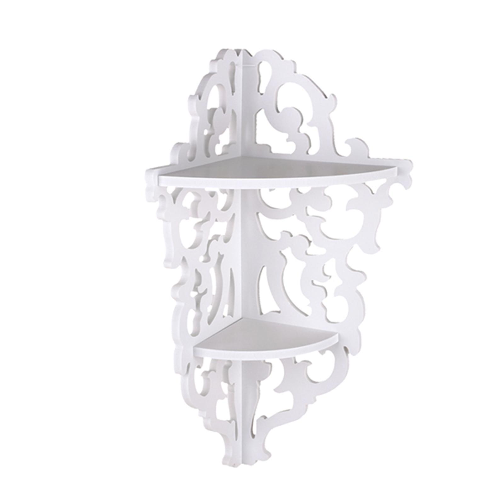 

2-х уровневая резная домашняя ванная комната Угловая полка для хранения душа Стойка Дисплей Белый