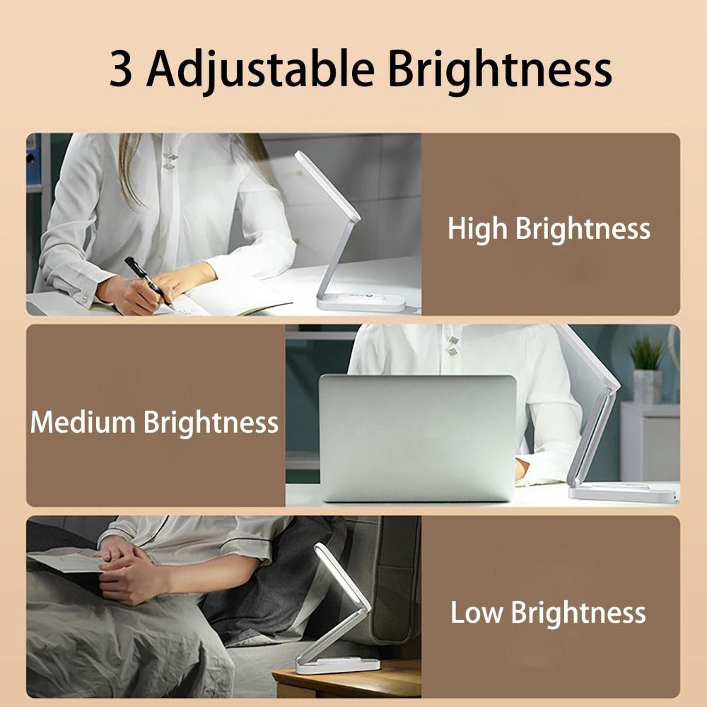 Foldable LED Desk Lamp 3 Brightness Dimmable Reading Lamp Portable Eye Protection Light