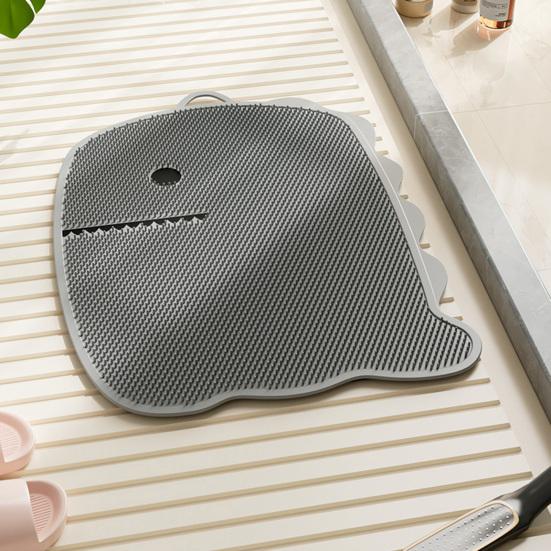 Yousheng Foot Rub Mat Dinosaur Shape Deep Cleaning Anti-Slip Suction Cup Foot Fatigue Mat Bathroom Decor Foot Care Helper