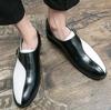 British pointed leather shoes summer breathable black and white personality casual youth heightening shoes hairstylist