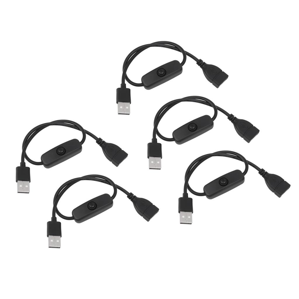 5PCS ON Off Switch Male To Female Cable 2 Pin PVC USB Extension Cable with B Utton for Driving