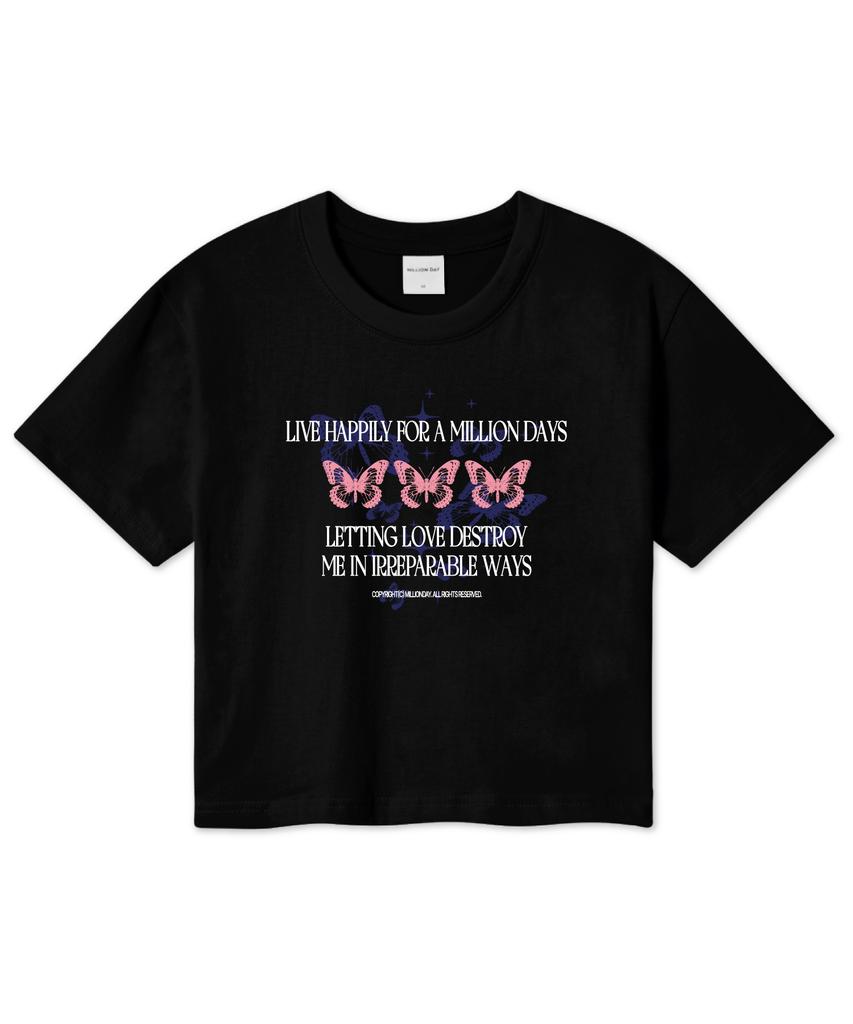 MILLION DAY Million Lettering Love Crop Short Sleeve Tee
