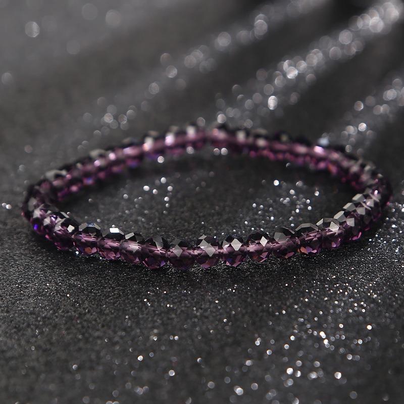 Square imitation crystal chain bead bracelet Bohemian style glass crystal bracelet Simple and sweet bracelet jewelry
