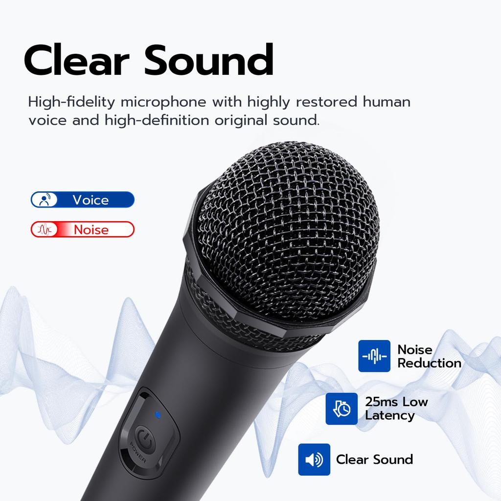 Mcbazel Karaoke Microphone Singing Gaming Karaoke Microphone Cordless Compatible with U Black PS5/XboxSeriesXS/Switch/PC/Wii/Wii -