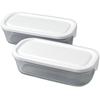 Iwaki Heat-Resistant Glass Pack & Range Box, Half, White, 500ml, Set of 2, Stackable Rectangular Packs, SKC3246-W2