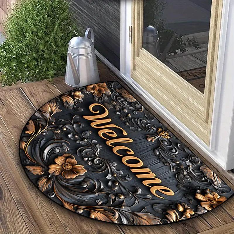 60*90cm Retro 3D Dragonfly Floor Mat, Entrance Foyer Carpet, Dirt-resistant and Easy-to-maintain Crystal Velvet Floor Mat