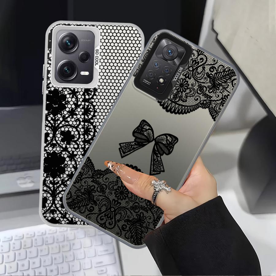 Cute Black Lace Case for Xiaomi Mi 11 Lite 13T 12T Pro Back Phone Cover