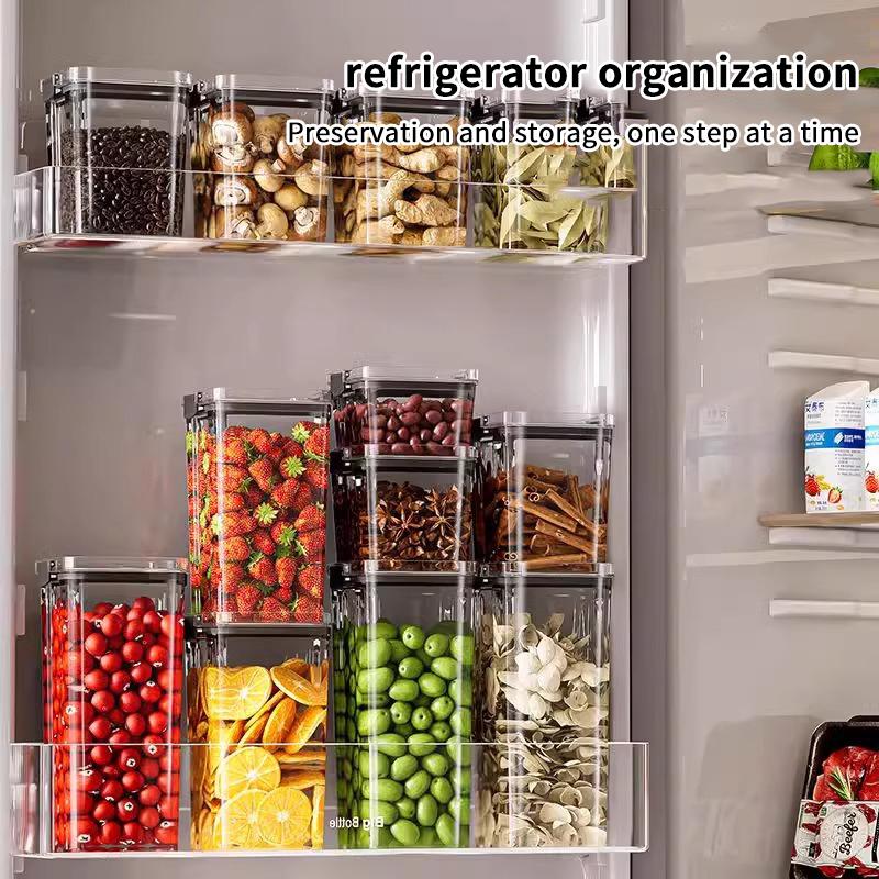 Vzduchotěsná plastová dóza na potraviny Průhledná na cereálie, bonbóny, sušené potraviny Nádoby do lednice Domácí kuchyně