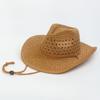 Beliebter Sommer Stroh Cowboyhut Outdoor Sonnenschutz Strohhut Damen Hohl Großes Schirmrand Strandhut