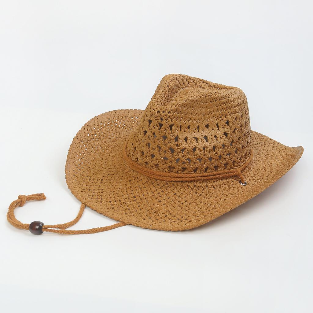 Beliebter Sommer Stroh Cowboyhut Outdoor Sonnenschutz Strohhut Damen Hohl Großes Schirmrand Strandhut