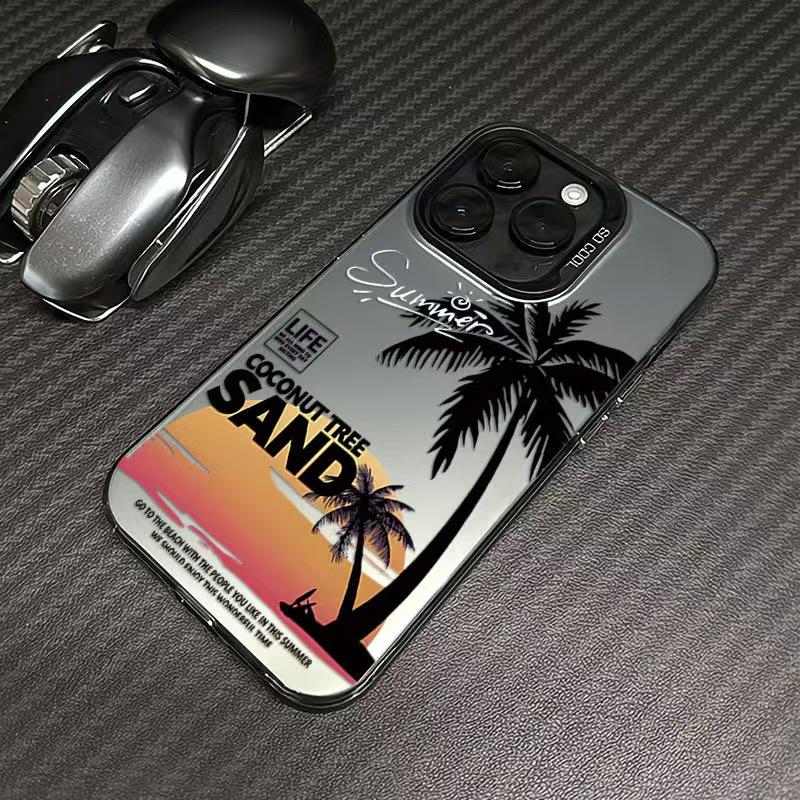 

Aesthetic Sunset Coconut Tree Phone Case for Apple iPhone 14Pro, 15Promax, and 16Pro, 17Pro. iPhone 14 Pro Max
