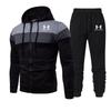 Men's Plus Size Casual Three-Color Short Sleeve Zipper Hoodie Set for Spring and Autumn