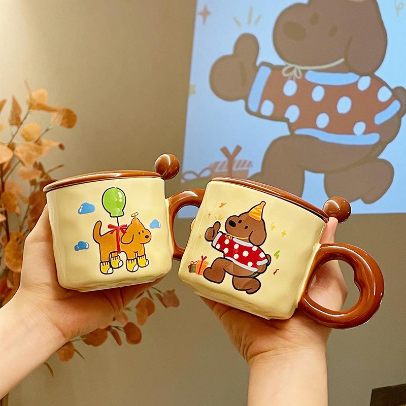 Mug with Lid Spoon 2025 New Female Cute Cup Souvenir Ceramic Water Cup Coffee Cup Advertising Cup